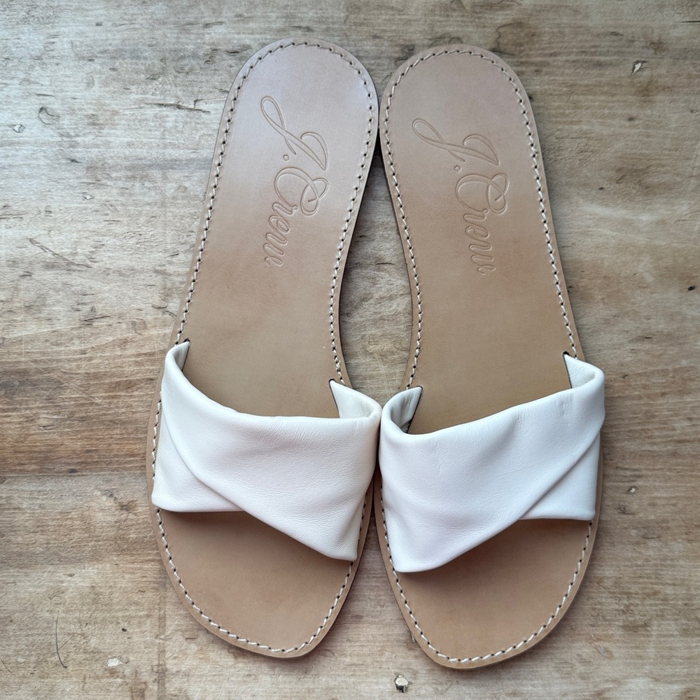 J.Crew White Leather Slide Sandals – Size 10